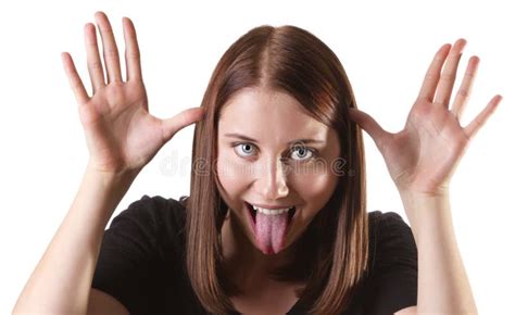 Woman with tongue out stock photo. Image of emotion, facial - 33650026