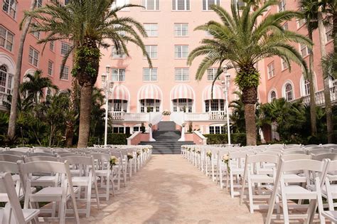 Florida Garden Wedding Ceremony in Pink Palace Courtyard, White Folding ...