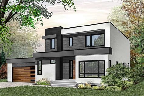 Clean, straight lines and a blend of mixed materials on the exterior give this 3-bed modern ...