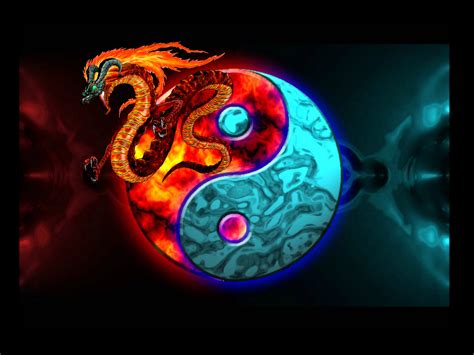 Fiery Dragon Yin & Yang HD Wallpaper