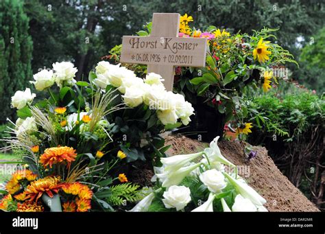 The grave of Horst Kasner, father of German Chancellor Angela Merkel, is seen at Waldfriedhof ...