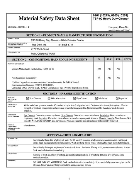 Safety Data Sheet Example - Fill Online, Printable, Fillable, Blank | pdfFiller