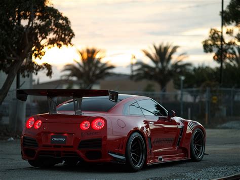 Papéis de Parede Nissan GTR R35 carro vermelho vista traseira 1920x1200 HD imagem