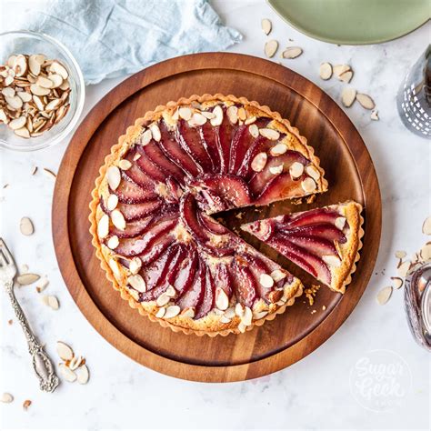 Red Wine Poached Pear Frangipane Tart | Sugar Geek Show