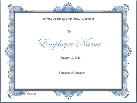 Employee Of the Week Certificate Template Employee Of the Year Certificate Template Just B Cause ...