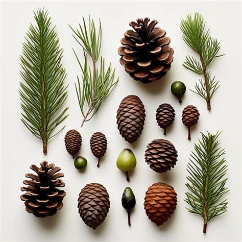 Premium AI Image | Variety of pine cones and fir cones on a clean white ...