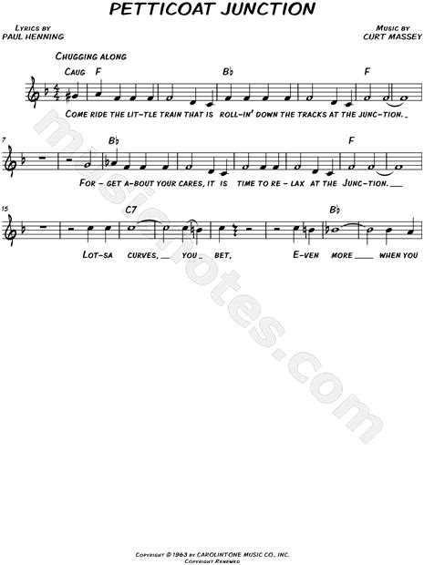 "Petticoat Junction" from 'Petticoat Junction' Sheet Music (Leadsheet) in F Major (transposable ...