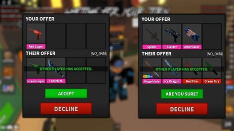 TRADING NO_DATA AS MY FIRST ACTUAL TRADE IN MM2... (ROBLOX MURDER MYSTERY 2) *RED LUGER ...