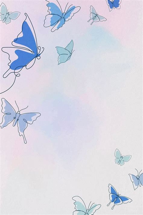 Download free image of Aesthetic butterfly background, blue border, animal illustration by ...