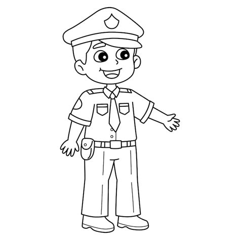 Página para colorear aislada de policía para niños | Vector Premium