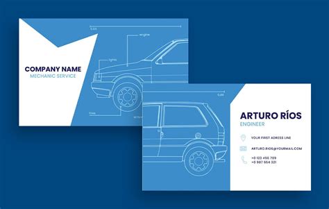 Free Hand-drawn Mechanic Service Business Card template