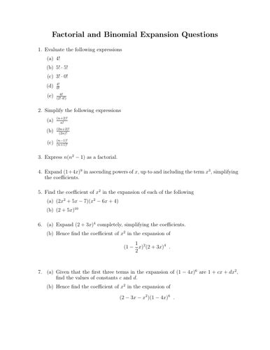 Binomial Expansion | Teaching Resources