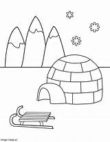 Igloo In Winter coloring Page sketch template