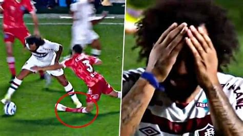 Copa Libertadores: Marcelo in tears after tackle breaks Luciano Sanchez's leg into two (WATCH)