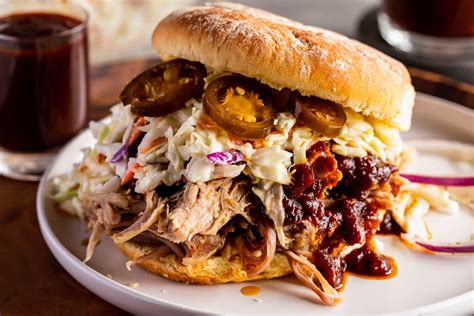 Pulled Pork Sandwich with BBQ Sauce and Coleslaw - That Zest Life