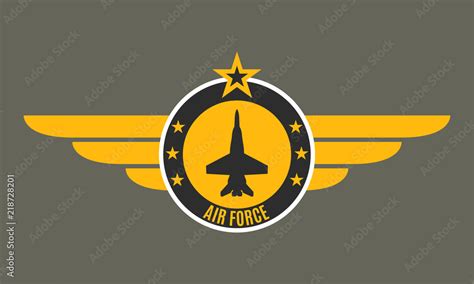 Air force badge with wings and star. Army and military emblem. Airforce ...