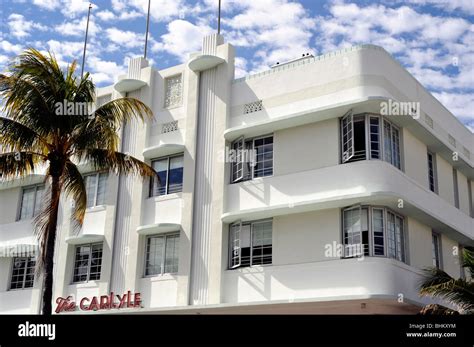 Detail of The Carlyle Hotel, Art Deco District, South Beach, Miami Beach, FL, USA Stock Photo ...