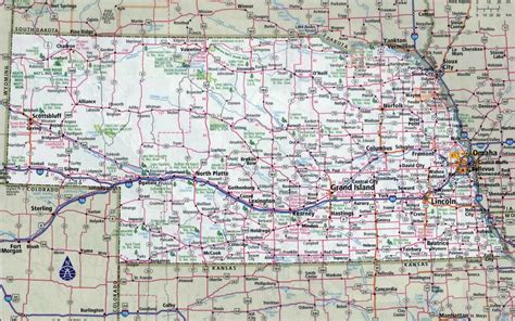 Large detailed roads and highways map of Nebraska state with all cities ...