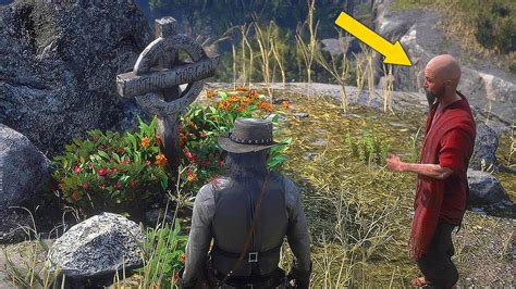 Red Dead Redemption 2 - John Visits Arthur's Grave With Meditating Monk (Easter Egg) - YouTube