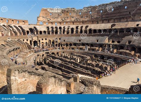 Inside View of Ancient Arena of Gladiator Colosseum in City of Rome ...