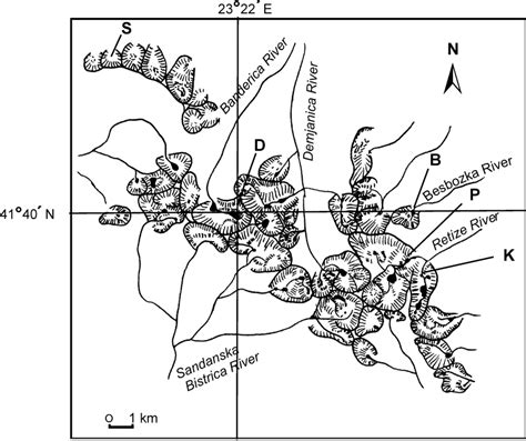 Map of the Pirin Mountains showing the distributions of glacial ...