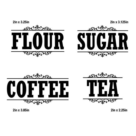 2 inch Canister Label Set Decal Stickers Kitchen Home Pantry Flour Sugar Tea Jar | eBay