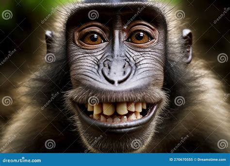 Funny Closeup of Monkey Face with Toothy Smile Stock Illustration ...