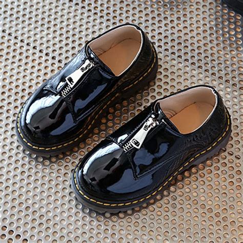 Black Patent PU Kids Boys Leather Shoes 2017 British Casual Children School Shoes Unisex ...