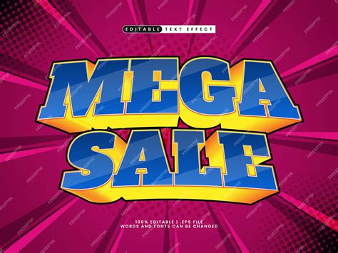 Premium Vector | Editable text effect template mega sale