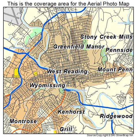 Aerial Photography Map of Reading, PA Pennsylvania