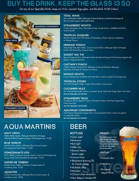 Aquarium Restaurant menus in Nashville, Tennessee, United States