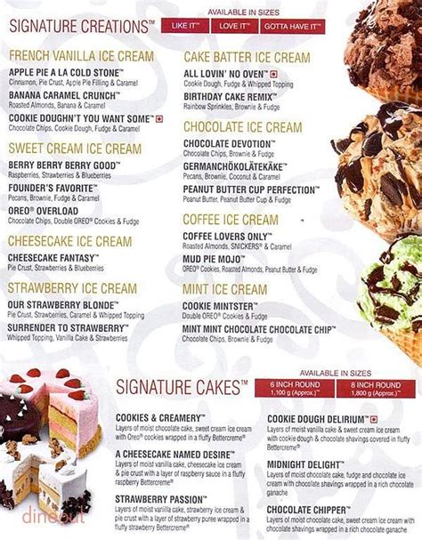 Menu of Cold Stone Creamery, Whitefield, Bangalore | Dineout discovery