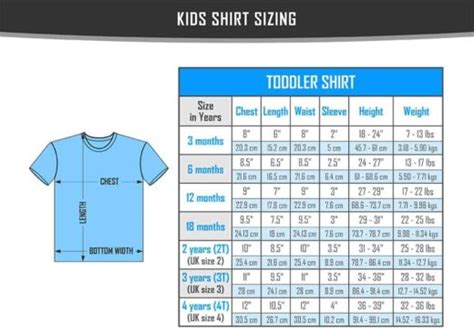 Kids Shirt Size Chart - VerbNow