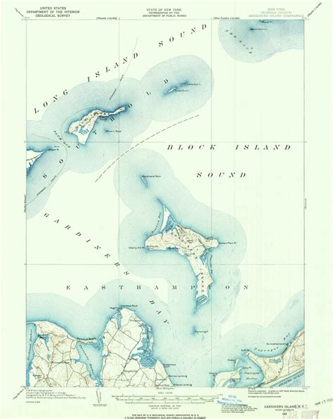 Gardiners Island 1903 1962 Old Topo Map Springs Plum Island Quad ...