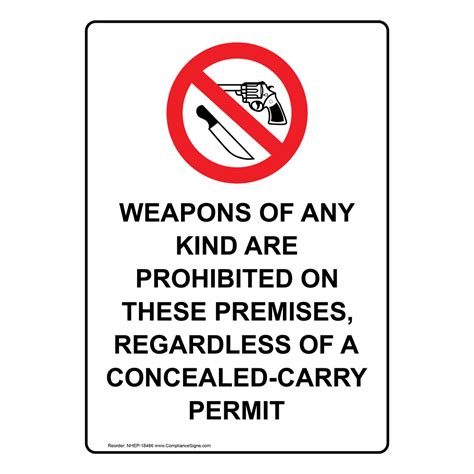 Weapons Of Any Kind Are Prohibited On These Premises Sign NHE-18486