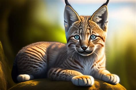 Premium AI Image | Portrait of kitten of lynx Young animal in natural ...