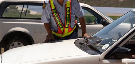 Western Cape, South Africa, 2023 SAPS South African police officer on a ...