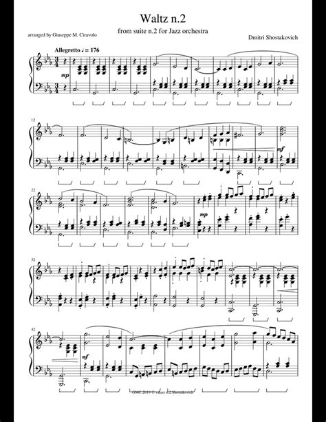 Shostakovich waltz n 2 sheet music for Piano download free in PDF or MIDI