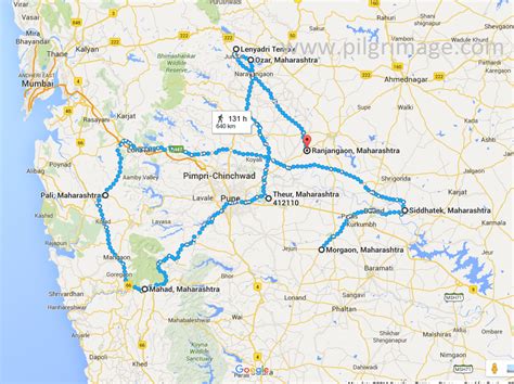 Ashtavinayak Route Map From Mumbai - Draw A Topographic Map