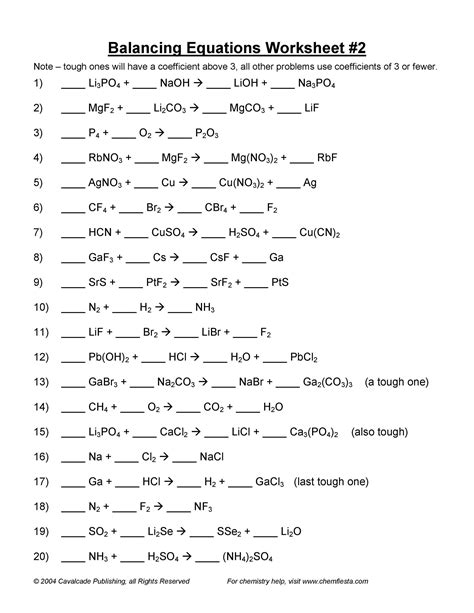 49 Balancing Chemical Equations Worksheets [with Answers]