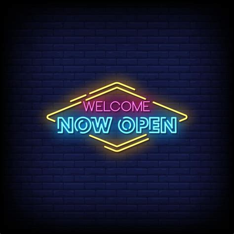 Welcome Now Open Neon Signs Style Text Vector 2187554 Vector Art at Vecteezy