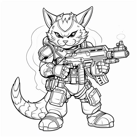 Premium Photo | A drawing of a cat with a gun and a helmet generative ai