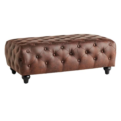 Chesterfield Tufted Ottoman, Brown | At Home