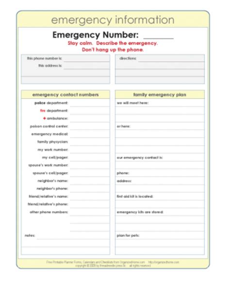 4 Printable Emergency Plan Templates - Today’s Mama - Parenting Tips ...