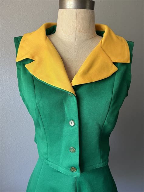 vintage cheerleader uniform Green Yellow Costume XS - Gem