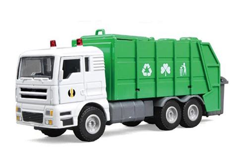 1:50 Scale Kids White-Green Diecast Garbage Dump Truck Toy [GT01T012] : EZTRUCKTOYS.COM