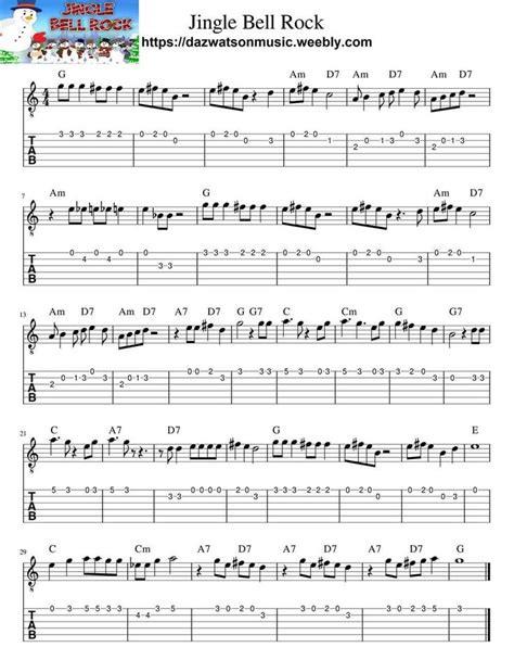 Jingle Bell Rock easy guitar tab | Guitar tabs songs, Guitar chords for ...