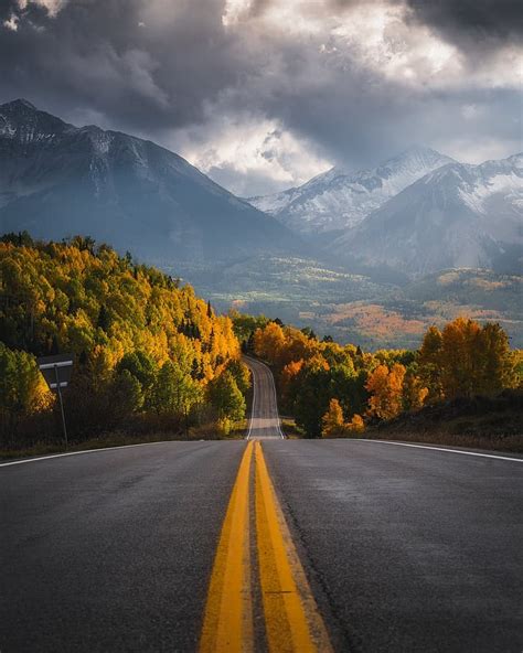 HD wallpaper: road, mountains, landscape, trees, fall, vertical ...