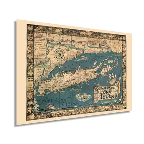 Buy HISTORIX Vintage 1933 Long Island NY - 24x36 Inch Vintage of Long Island Wall Art - Old Long ...