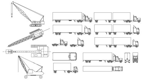 2D blocks of truck and cranes in AutoCAD drawing, dwg file, CAD file - Cadbull